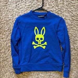 Psycho Bunny Royal Blue Crewneck with Neon Yellow Graphic Boys 10-12